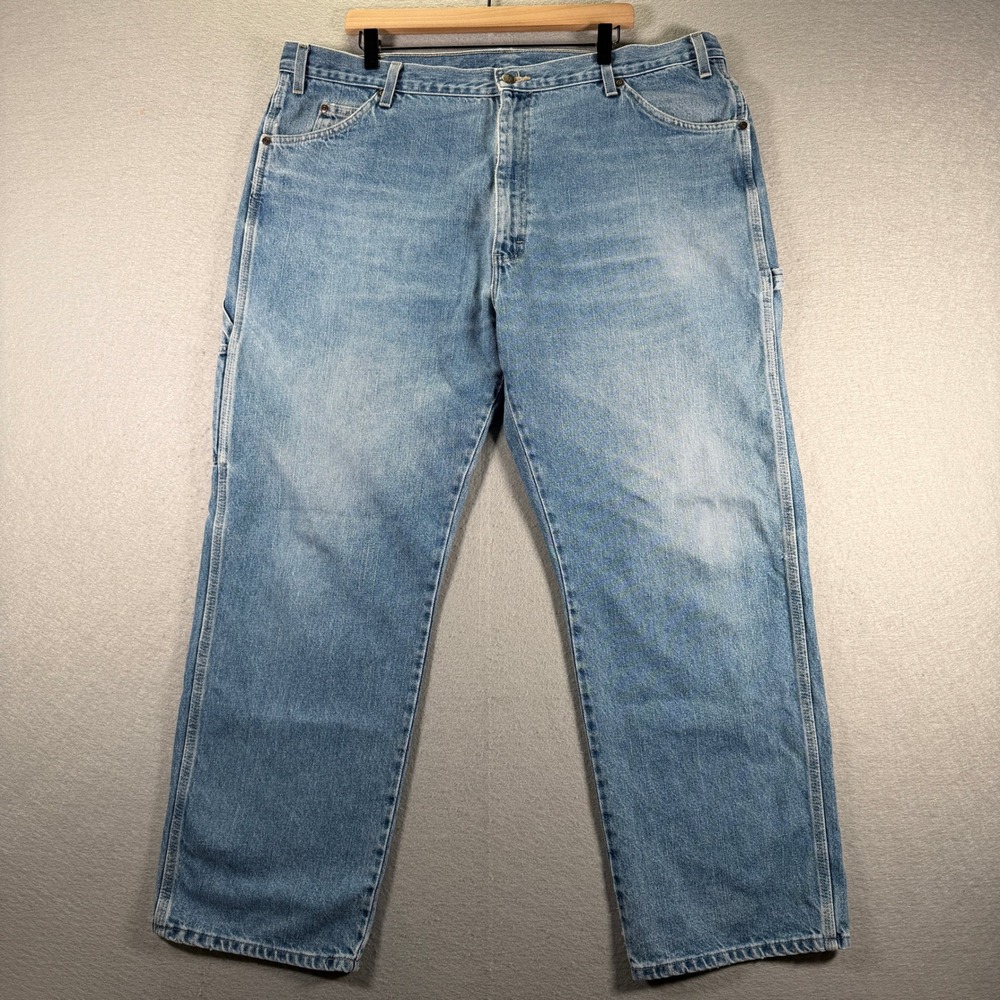 Dickies Carpenter Jeans Mens 42x30 Light Wash Denim Work‎ Pants Tool Pocket